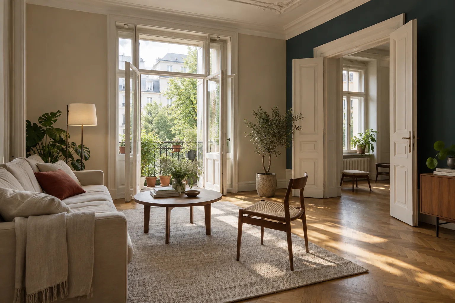Helle österreichische Altbauwohnung mit Balkon zum begrünten Innenhof
